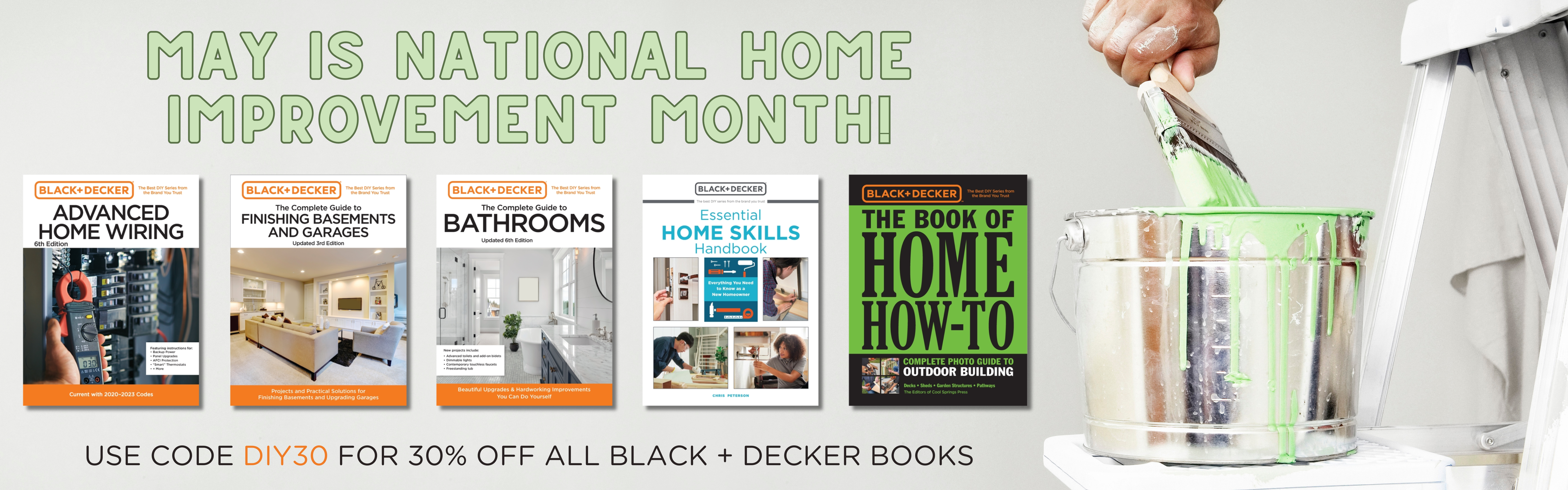 Banner with Black + Decker titles for National Home Improvement Month